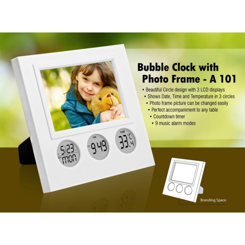 BUBBLE CLOCK WITH PHOTO FRAME